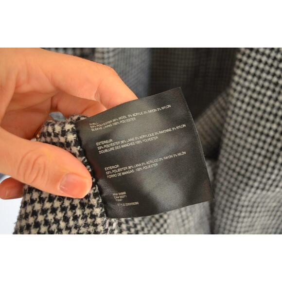 Bernardo Houndstooth Double Face Longline Coat Wool Blend Belted Wrap - Picture 6 of 8